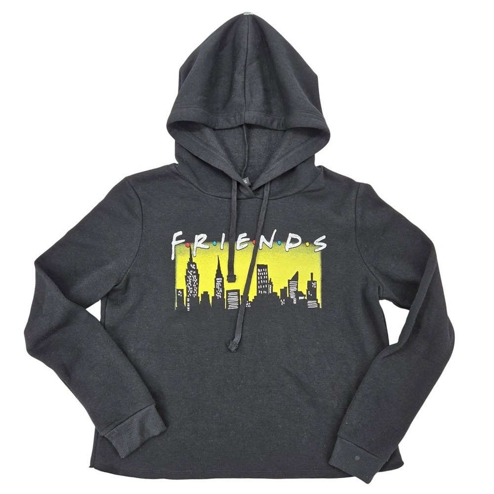 Friends Large Hoodie Sweatshirt Womens Black NYC Skyline TV Show Pullover